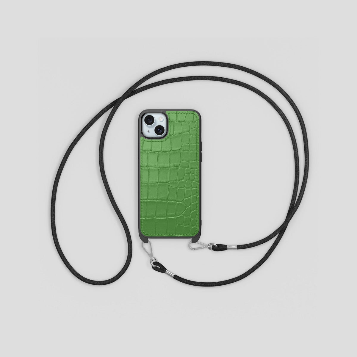 Apple-Green iPhone 15 Crossbody Sport Case Alligator -6 | Apple-Green