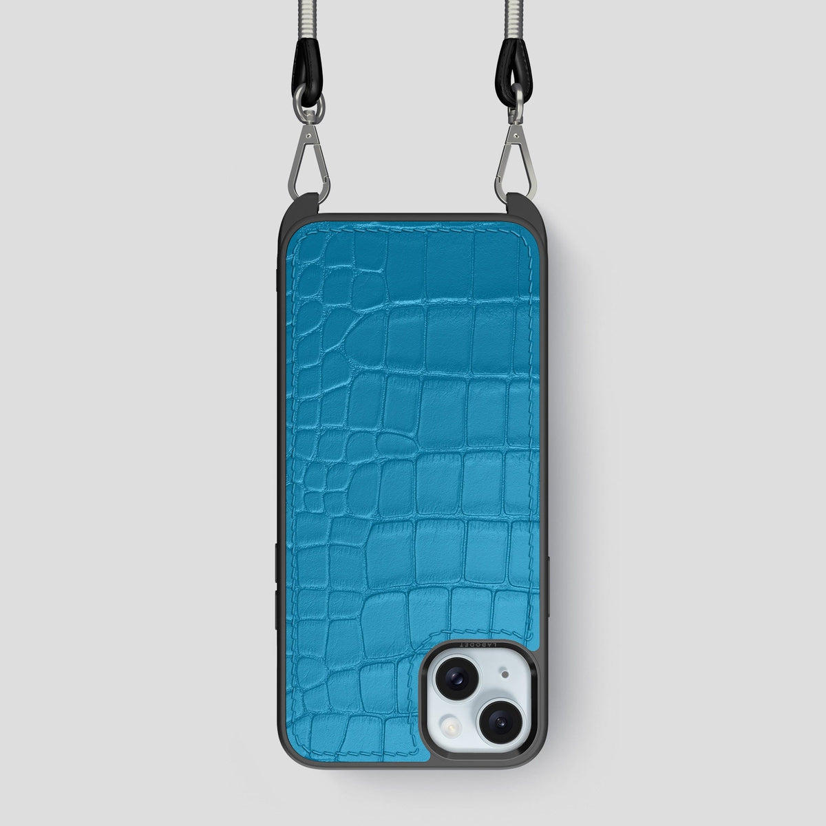 Curaçao-Blue iPhone 15 Crossbody Sport Case Alligator -1 | Curaçao-Blue