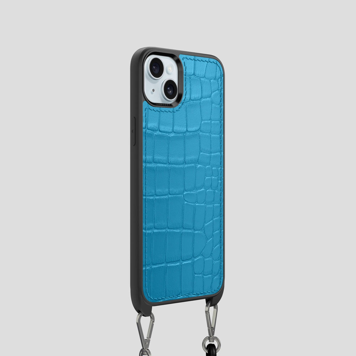 Curaçao-Blue iPhone 15 Crossbody Sport Case Alligator -2 | Curaçao-Blue