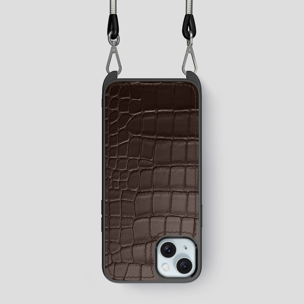 Dark Brown iPhone 15 Crossbody Sport Case Alligator -1 | Dark-Brown