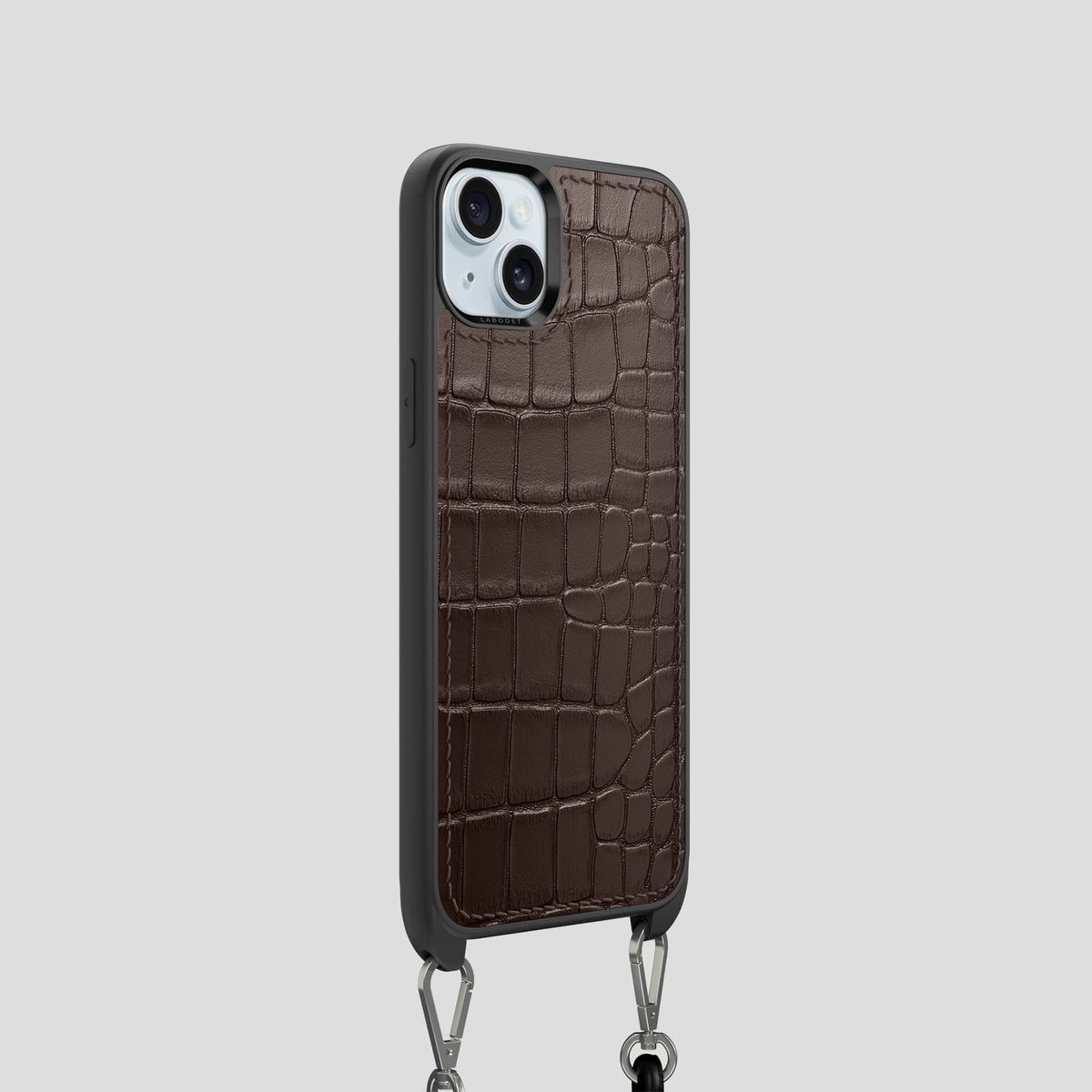 Dark Brown iPhone 15 Crossbody Sport Case Alligator -2 | Dark-Brown