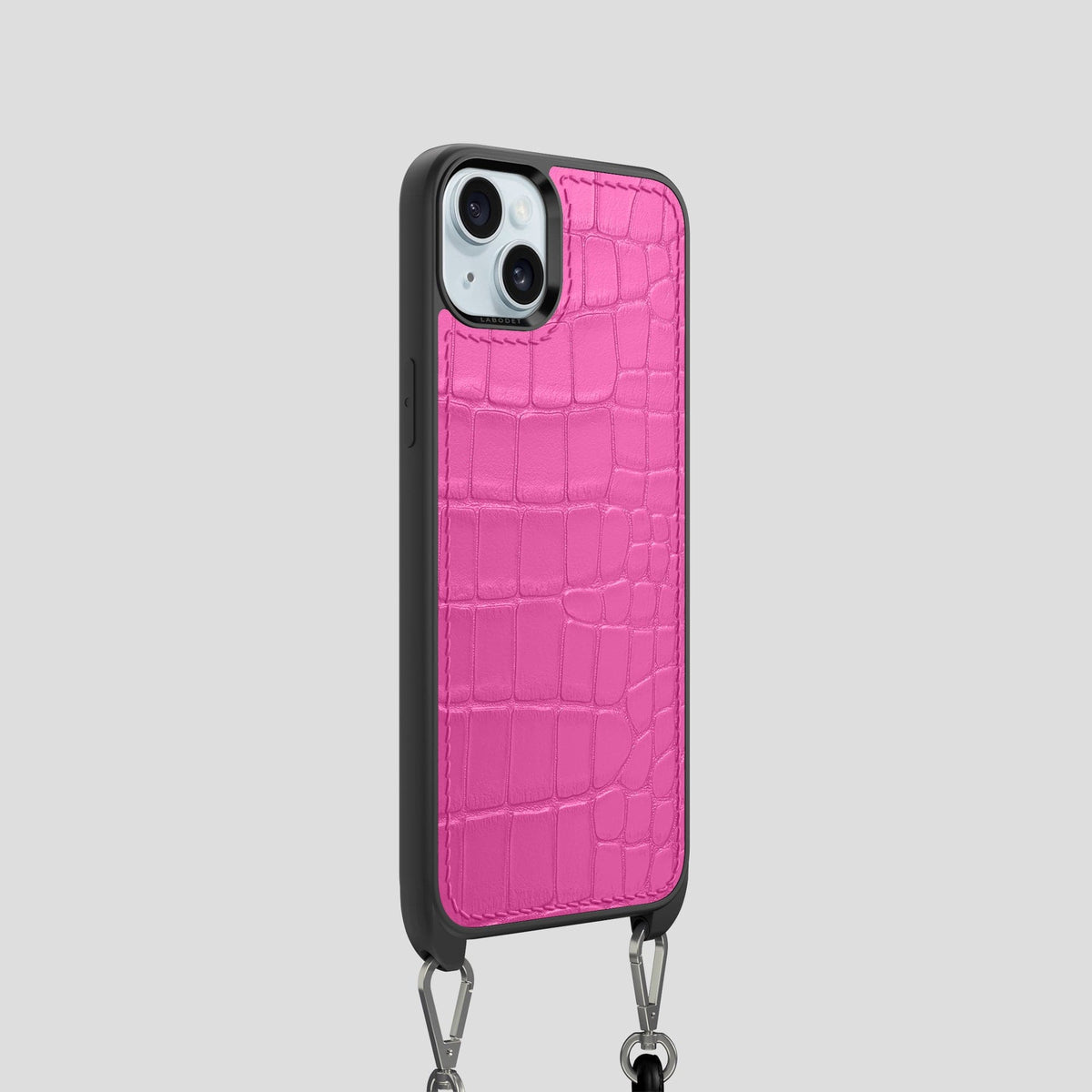 Fuchsia iPhone 15 Crossbody Sport Case Alligator -2 | Fuchsia