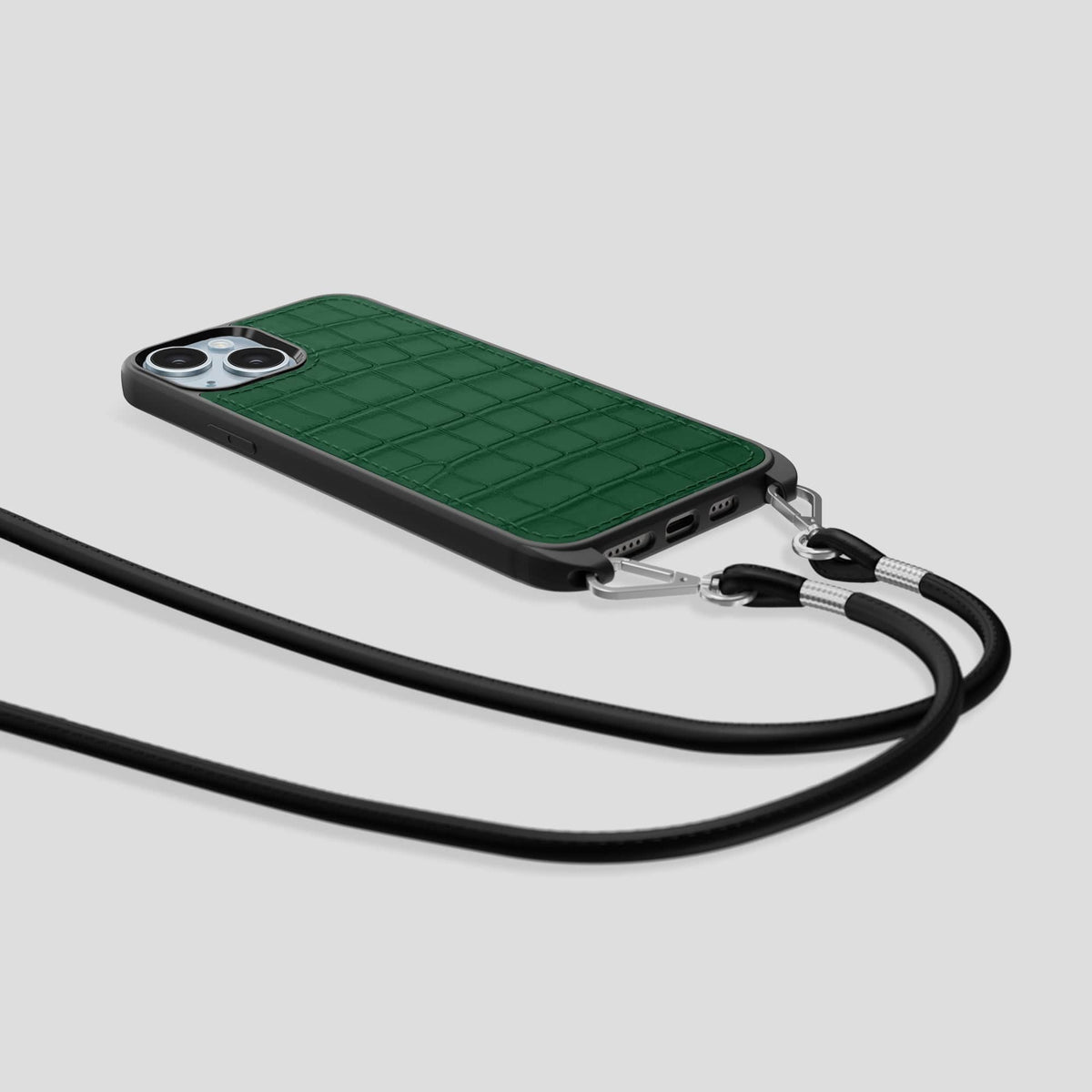 Forest-Green iPhone 15 Crossbody Sport Case Alligator -5 | Forest-Green