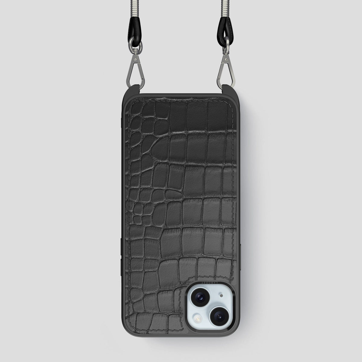 Grey iPhone 15 Crossbody Sport Case Alligator -1 | Grey