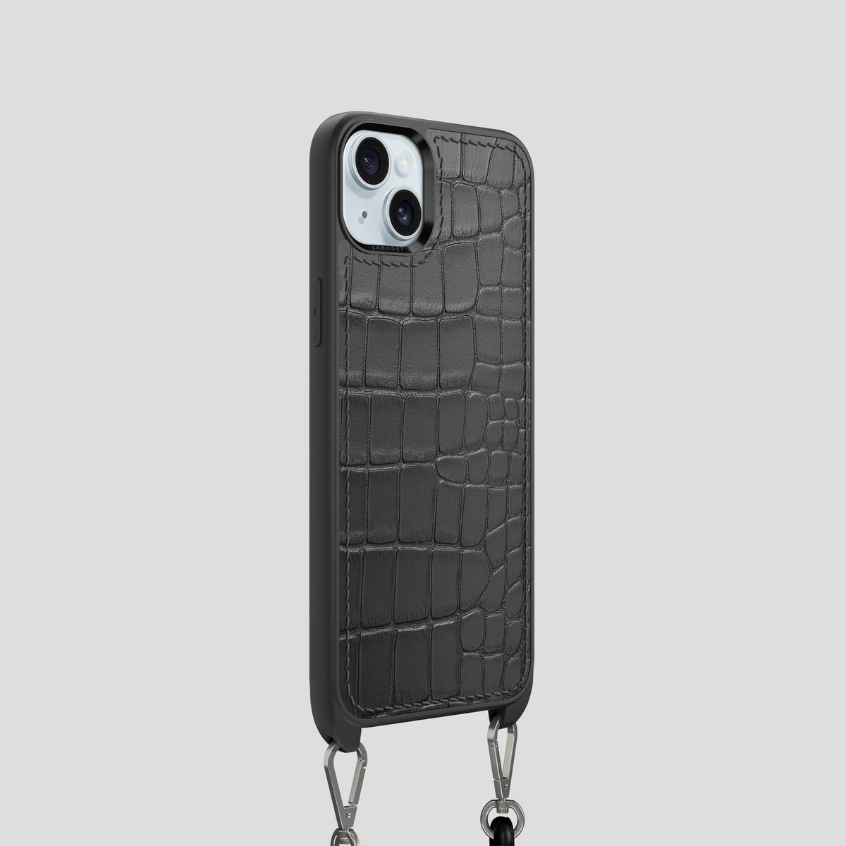 Grey iPhone 15 Crossbody Sport Case Alligator -2 | Grey