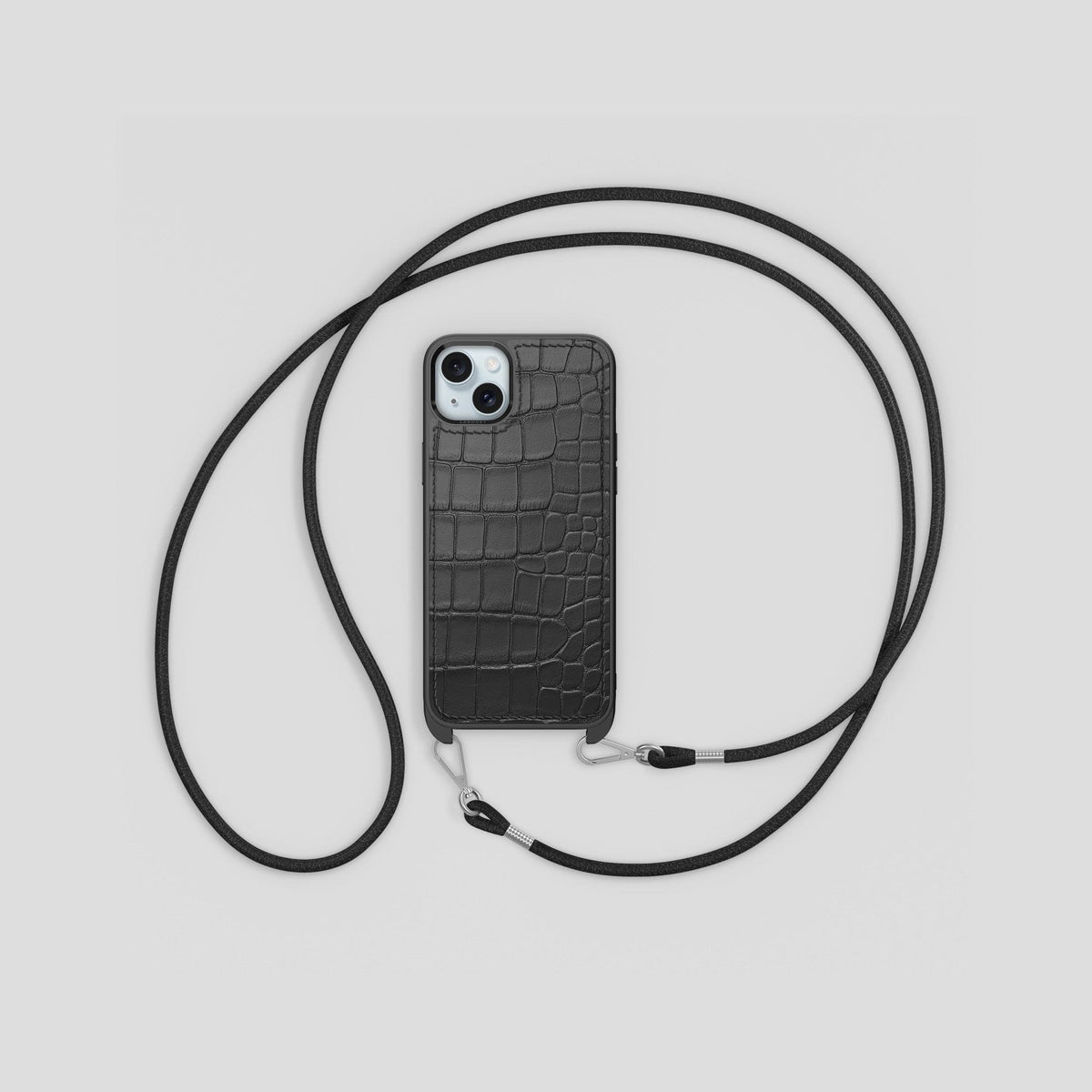 Grey iPhone 15 Crossbody Sport Case Alligator -6 | Grey