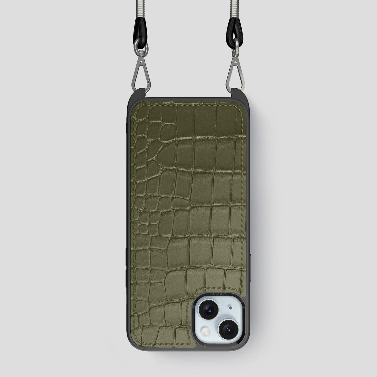 Kaki-Green iPhone 15 Crossbody Sport Case Alligator -1 | Kaki-Green
