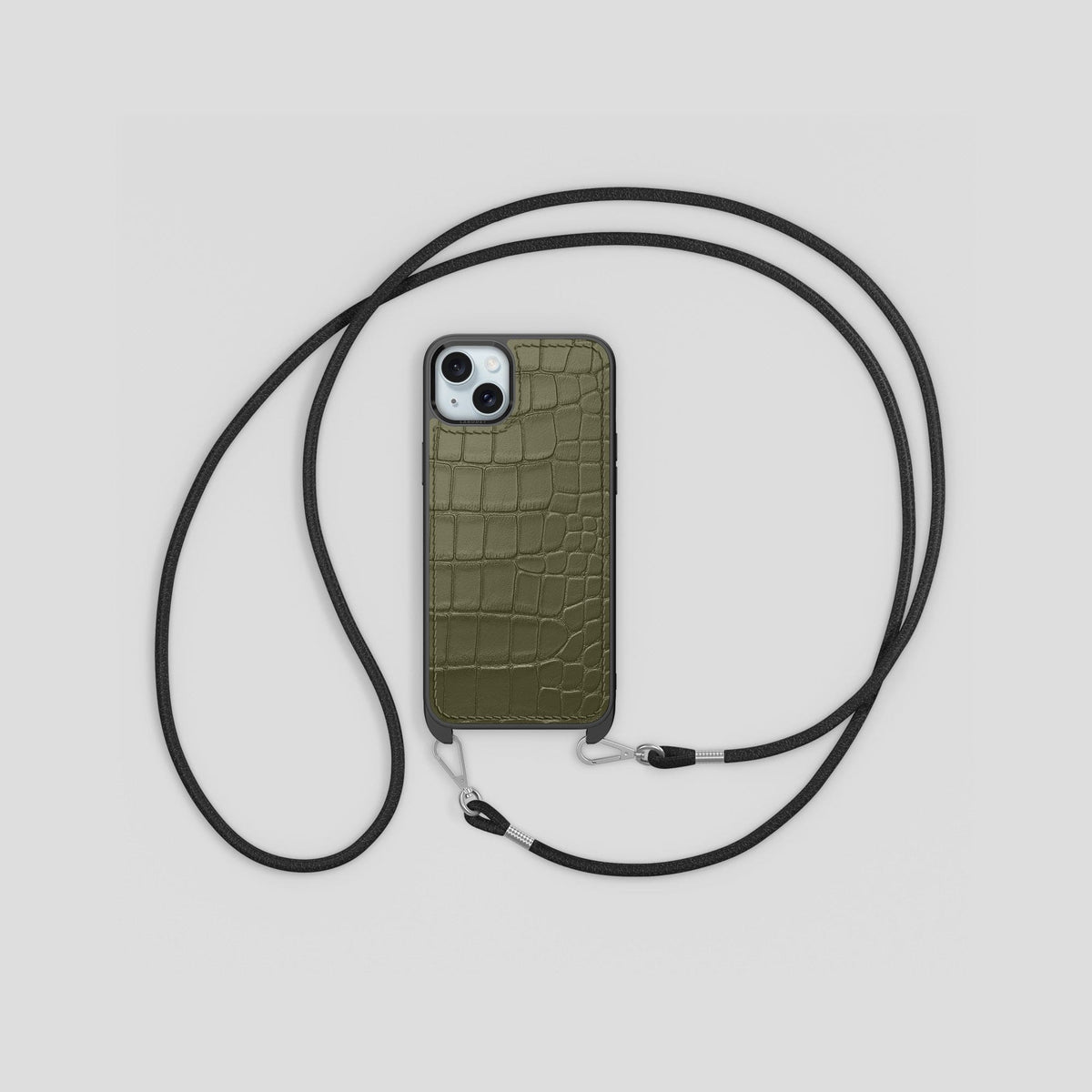 Kaki-Green iPhone 15 Crossbody Sport Case Alligator -6 | Kaki-Green