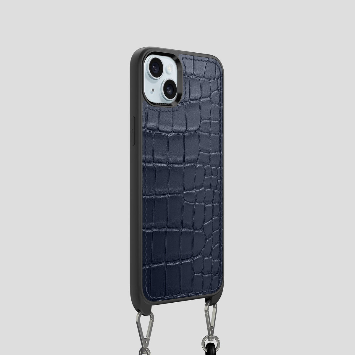 Navy Blue iPhone 15 Crossbody Sport Case Alligator -2 | Navy-Blue
