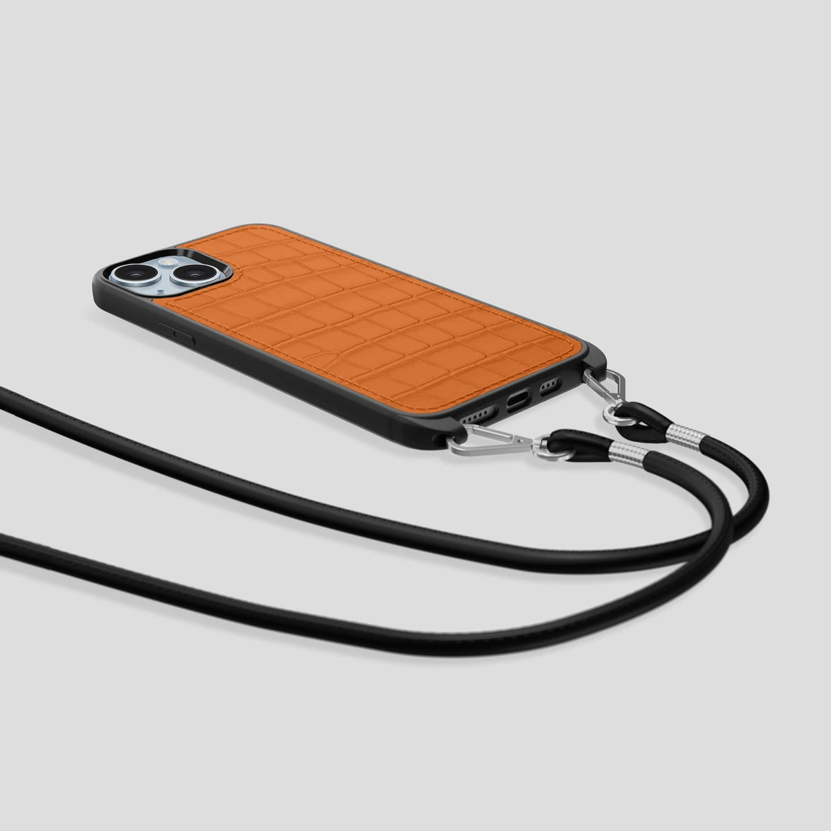 Orange iPhone 15 Crossbody Sport Case Alligator -5 | Orange