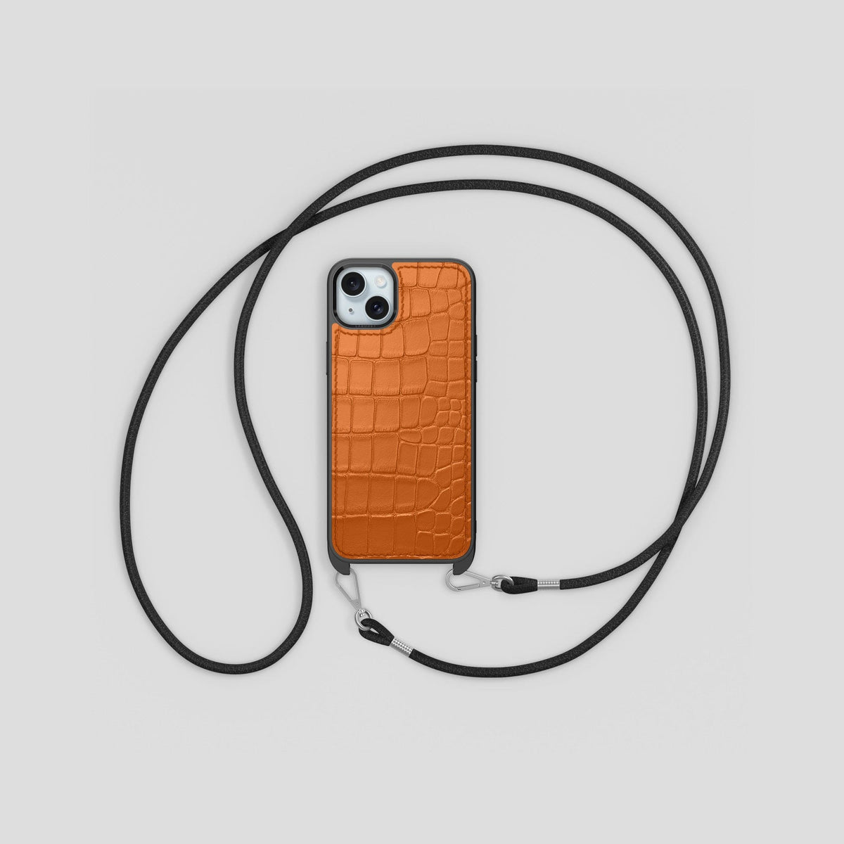 Orange iPhone 15 Crossbody Sport Case Alligator -6 | Orange