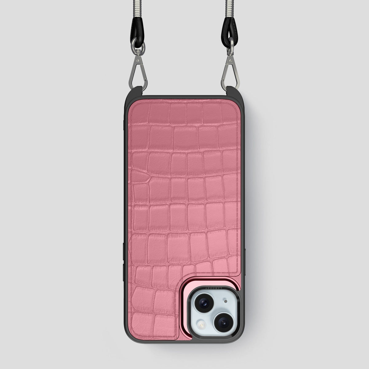 Pink iPhone 15 Crossbody Sport Case Alligator -1 | Pink