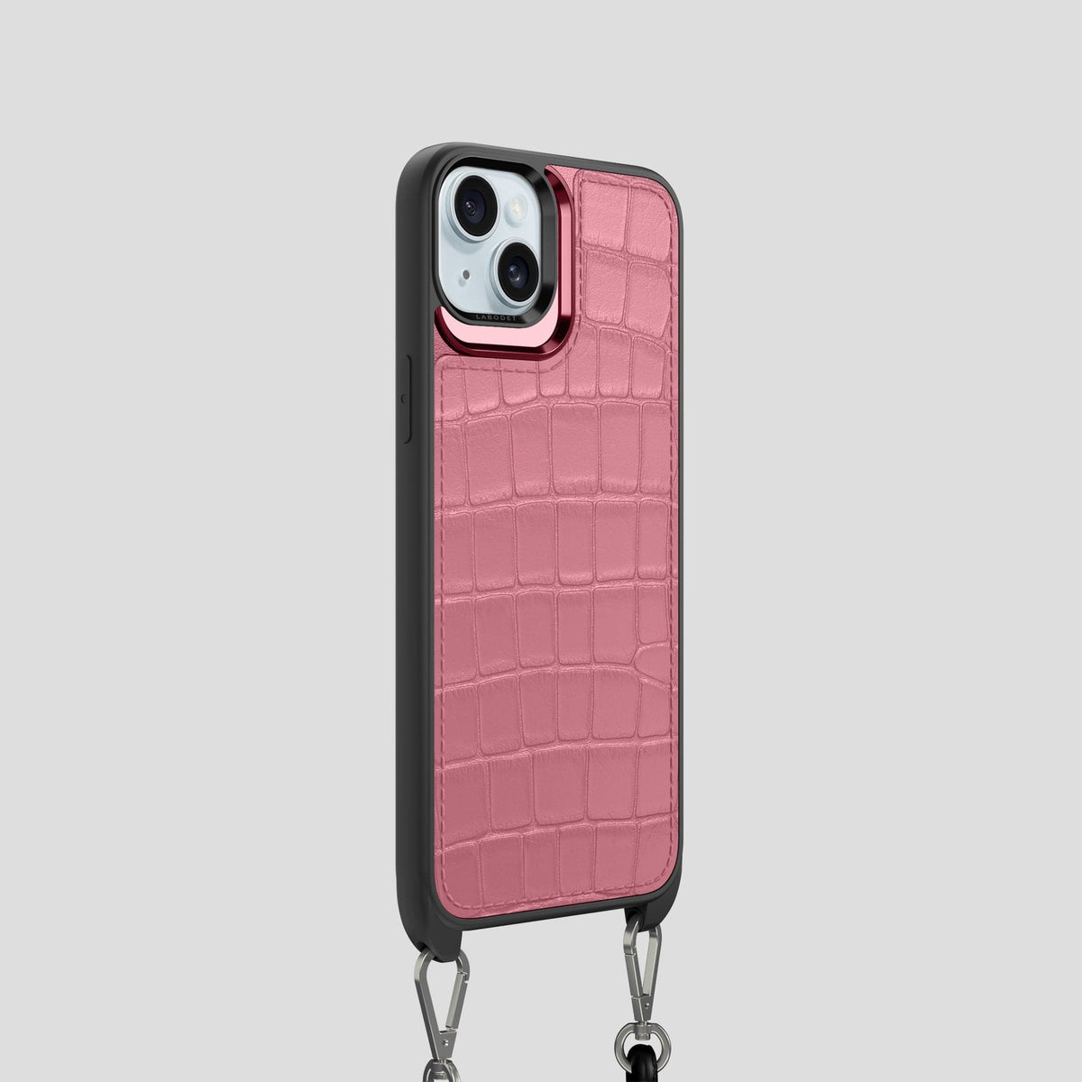 Pink iPhone 15 Crossbody Sport Case Alligator -2 | Pink