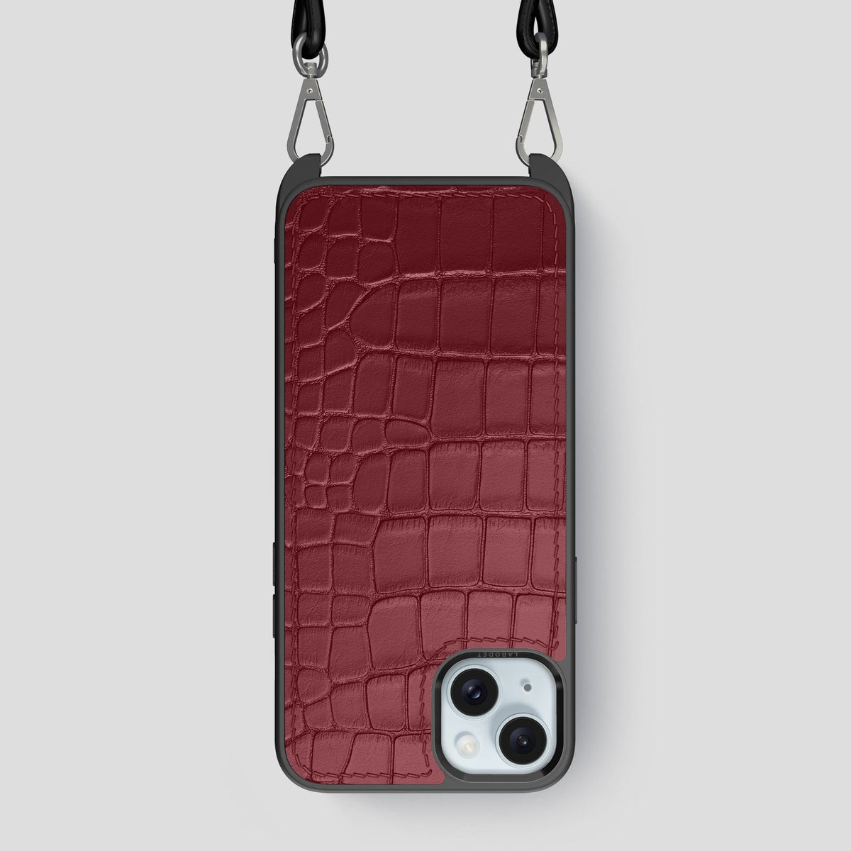 Burgundy iPhone 15 Plus Crossbody Sport Case Alligator -1 | Burgundy