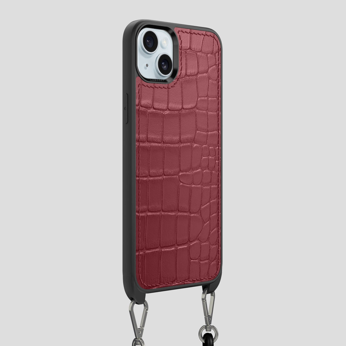 Burgundy iPhone 15 Plus Crossbody Sport Case Alligator -2 | Burgundy