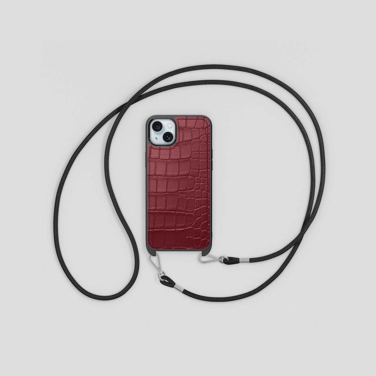 Burgundy iPhone 15 Plus Crossbody Sport Case Alligator -6 | Burgundy