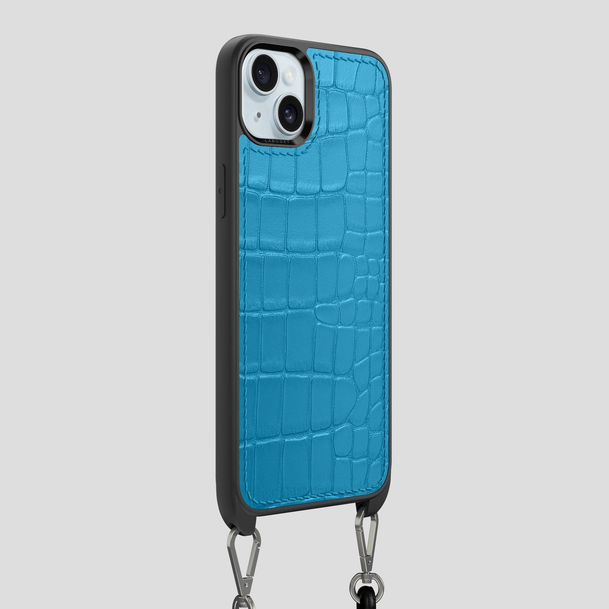 Curaçao-Blue iPhone 15 Plus Crossbody Sport Case Alligator -2 | Curaçao-Blue