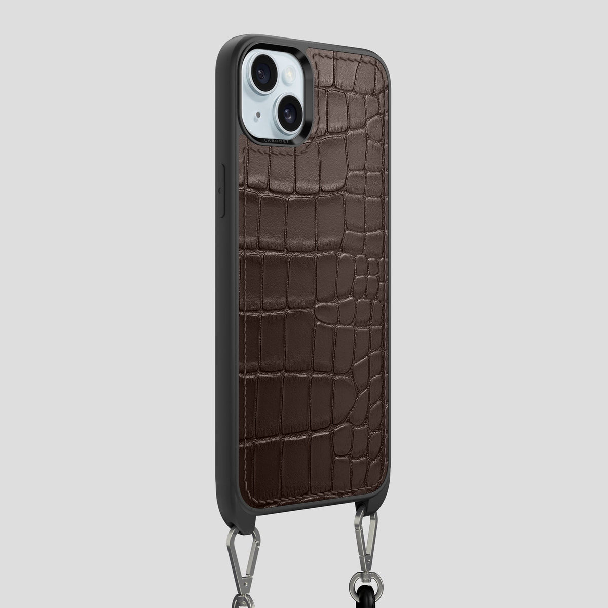 Dark Brown iPhone 15 Plus Crossbody Sport Case Alligator -2 | Dark-Brown