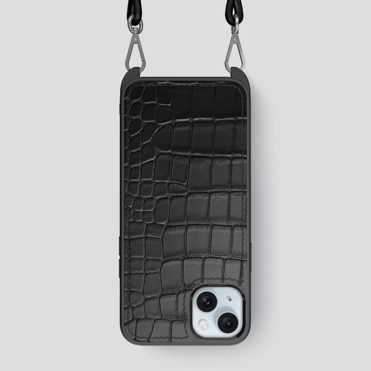 Black iPhone 15 Plus Crossbody Sport Case Alligator -1 | Black