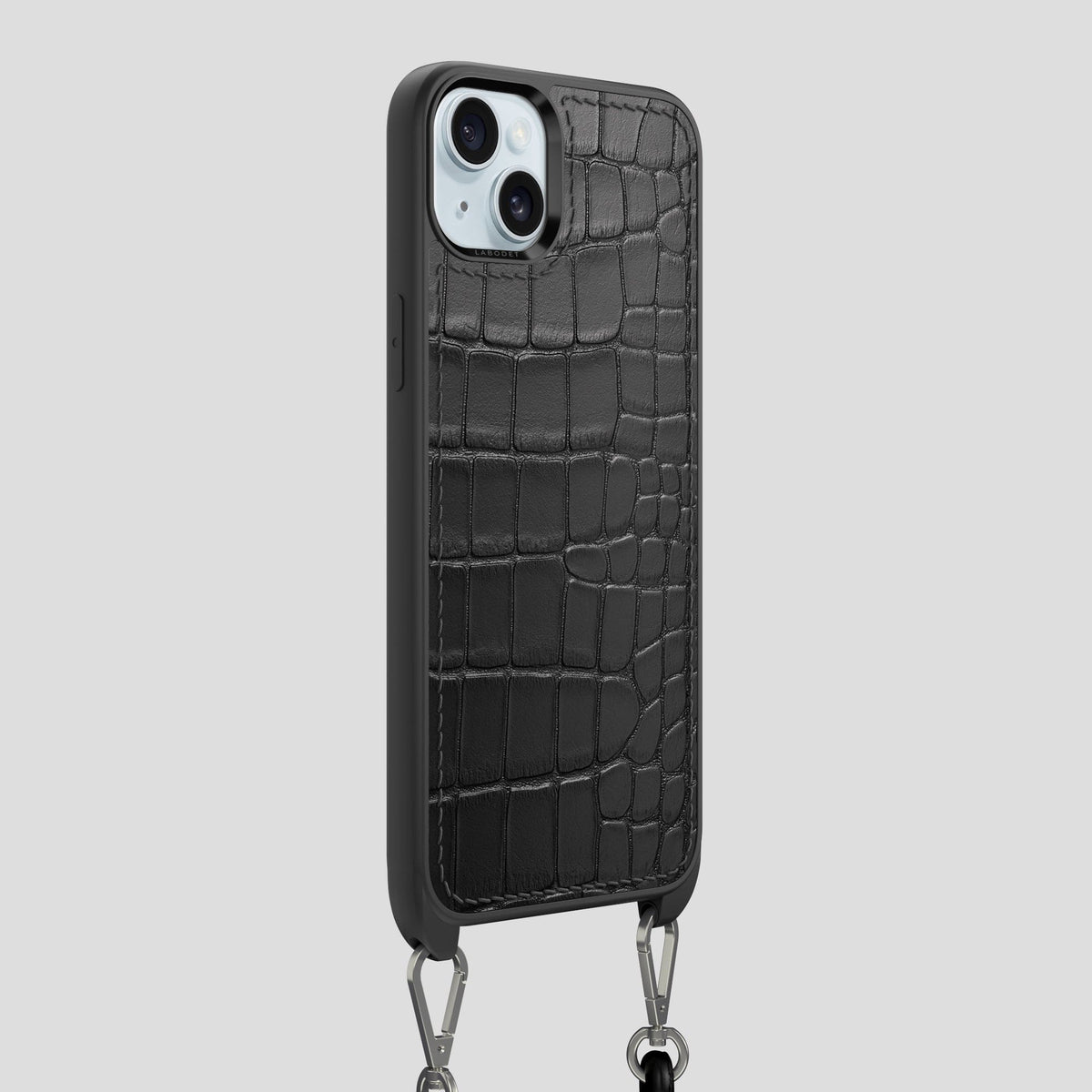 Black iPhone 15 Plus Crossbody Sport Case Alligator -2 | Black