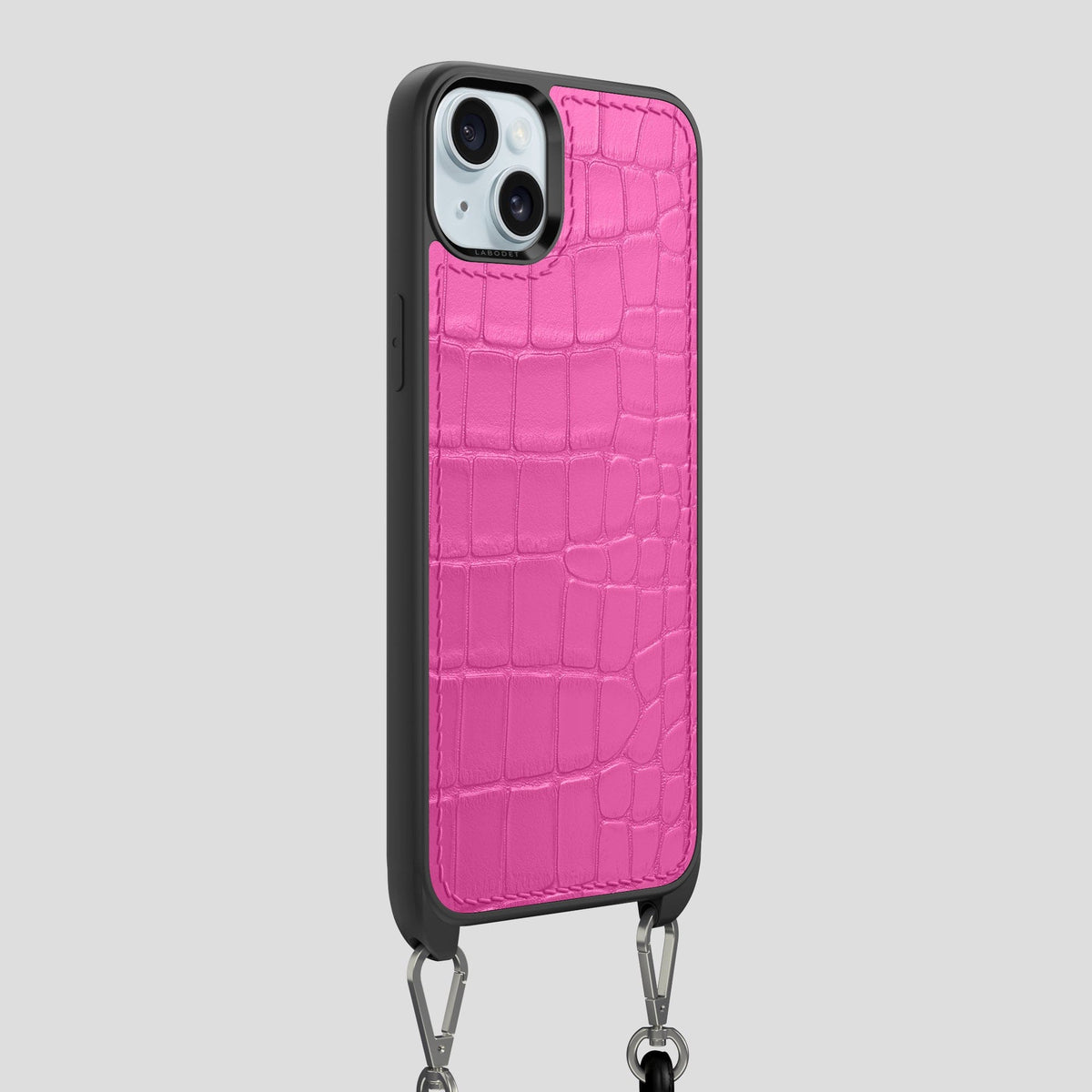 Fuchsia iPhone 15 Plus Crossbody Sport Case Alligator -2 | Fuchsia