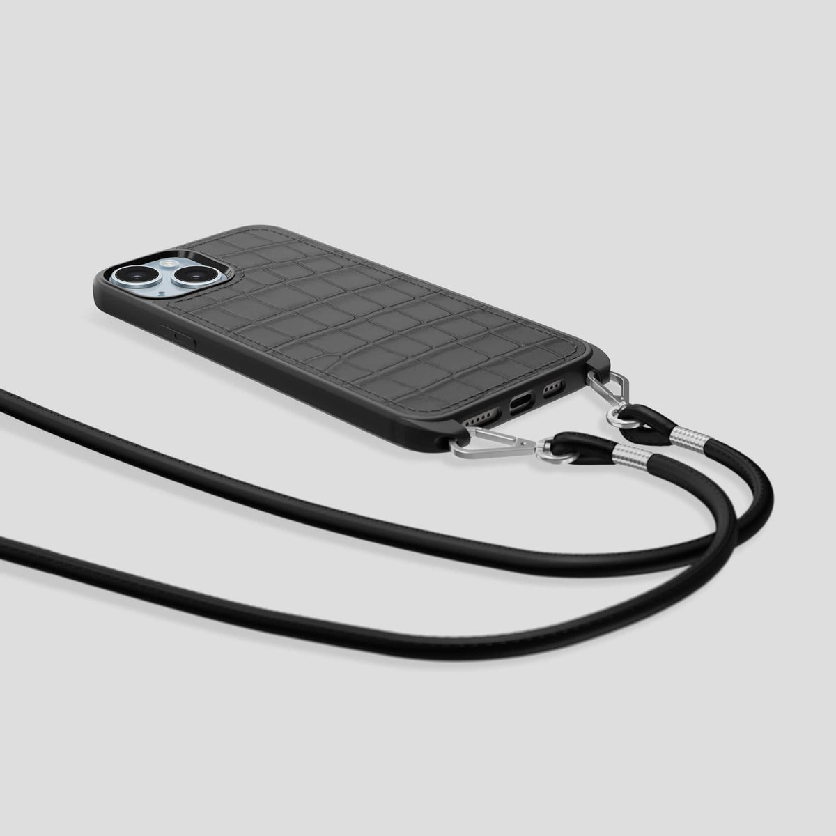 Grey iPhone 15 Plus Crossbody Sport Case Alligator -5 | Grey
