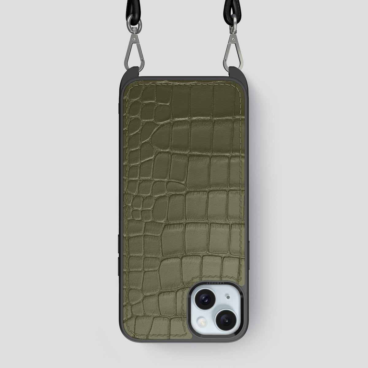 Kaki-Green iPhone 15 Plus Crossbody Sport Case Alligator -1 | Kaki-Green