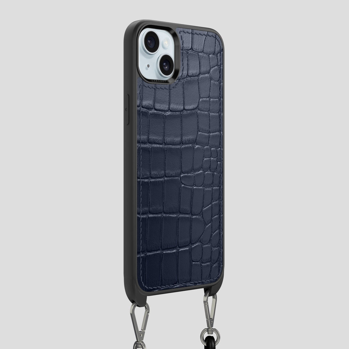 Navy Blue iPhone 15 Plus Crossbody Sport Case Alligator -2 | Navy-Blue
