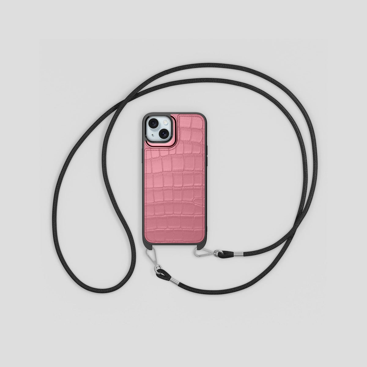 Pink iPhone 15 Plus Crossbody Sport Case Alligator -6 | Pink