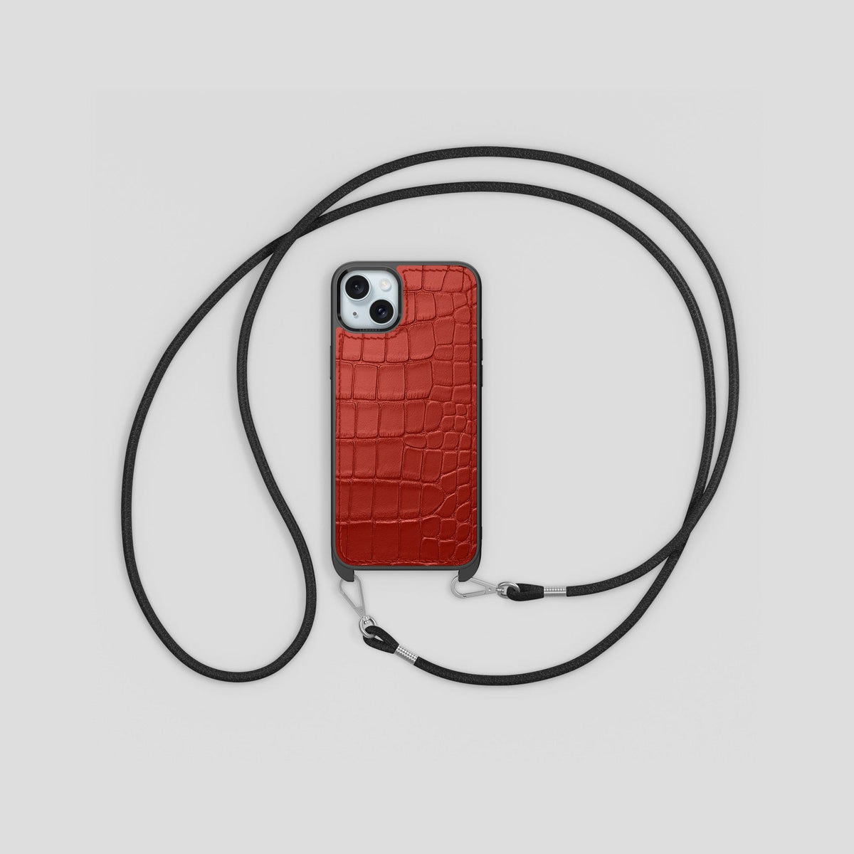 Red iPhone 15 Plus Crossbody Sport Case Alligator -6 | Red
