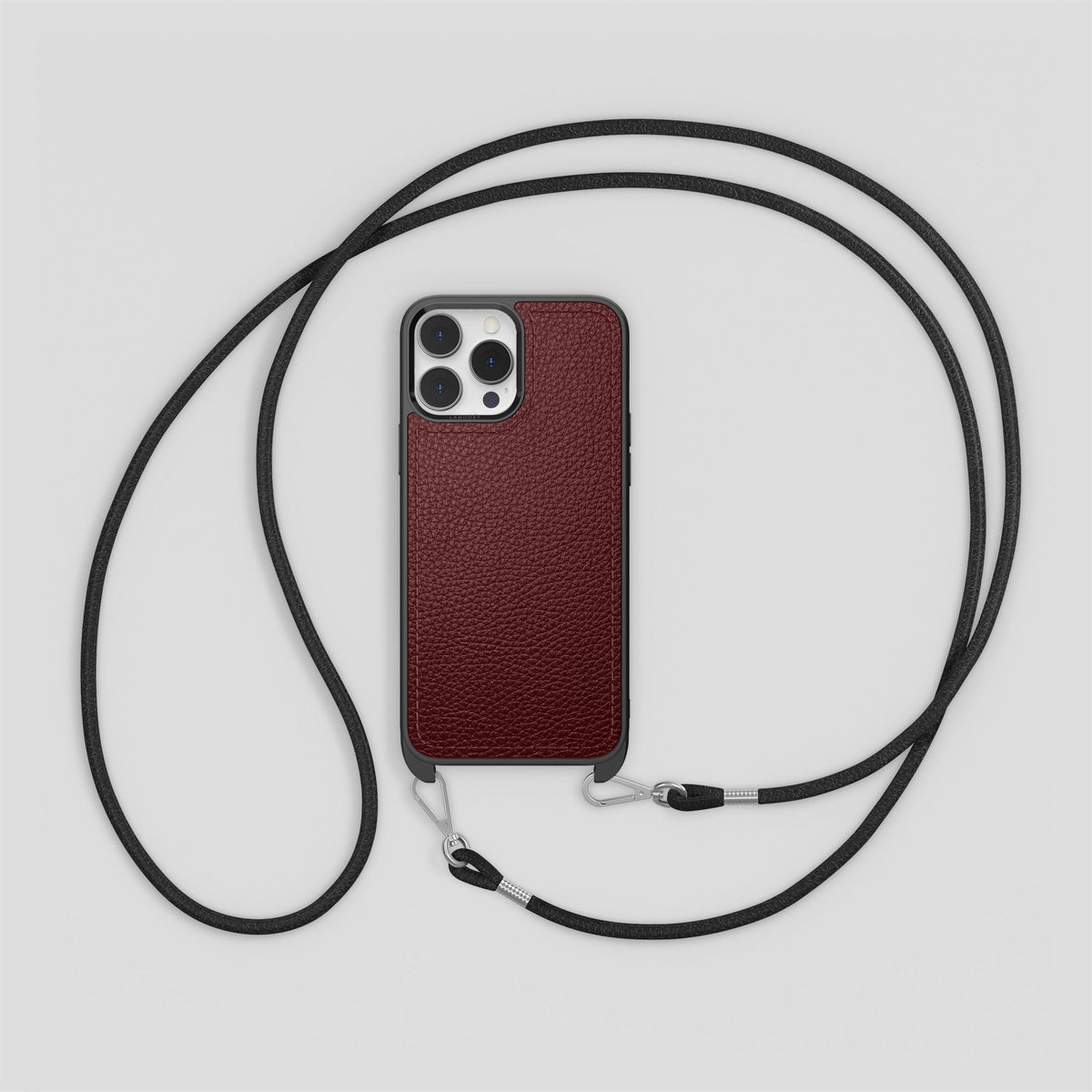 Bordeaux iPhone 15 Pro Crossbody Sport Case Calf -8 | Bordeaux