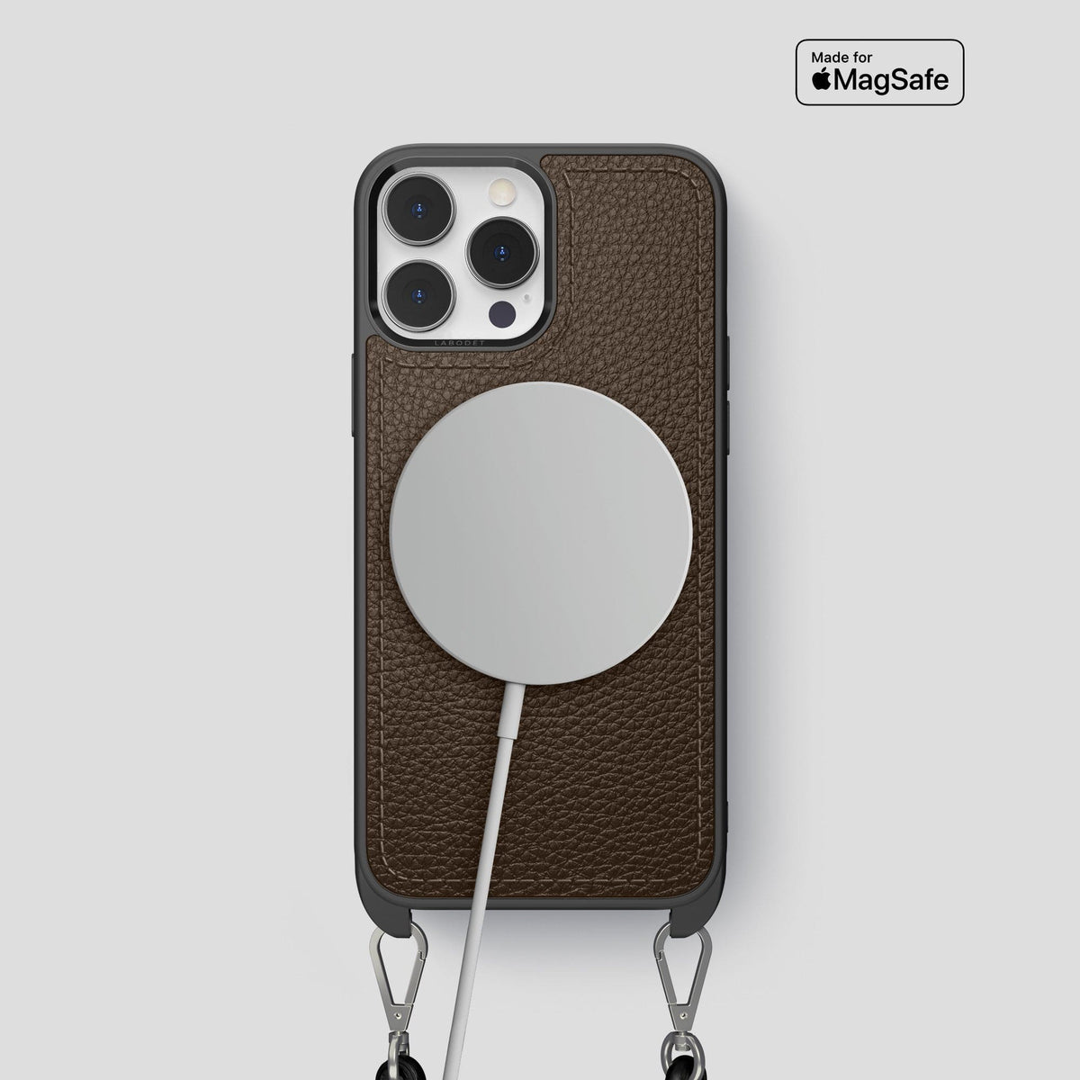 Dark Brown iPhone 15 Pro Crossbody Sport Case Calf -5 | Dark-Brown