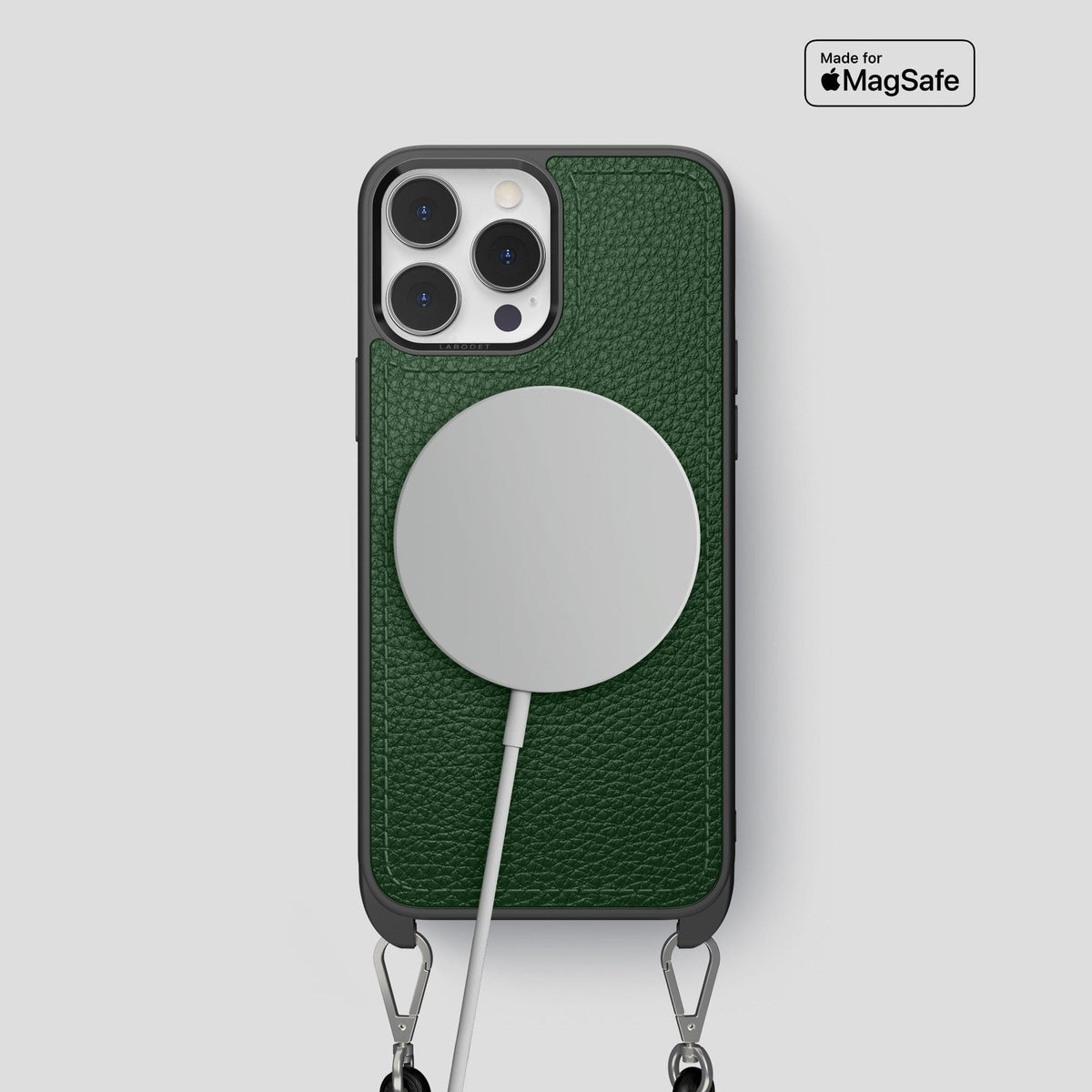 Dark Green iPhone 15 Pro Crossbody Sport Case Calf -5 | Dark-Green