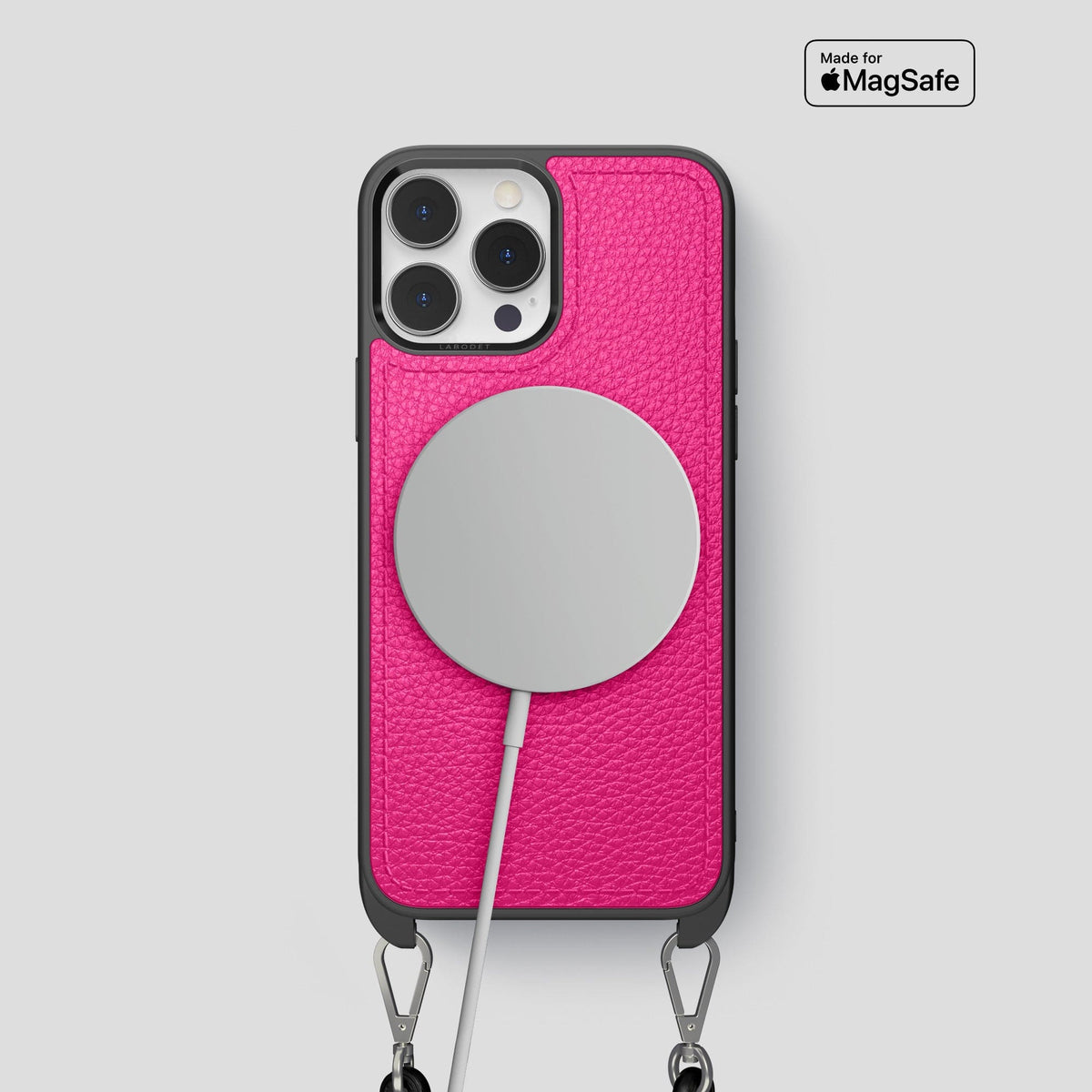 Magenta iPhone 15 Pro Crossbody Sport Case Calf -5 | Magenta