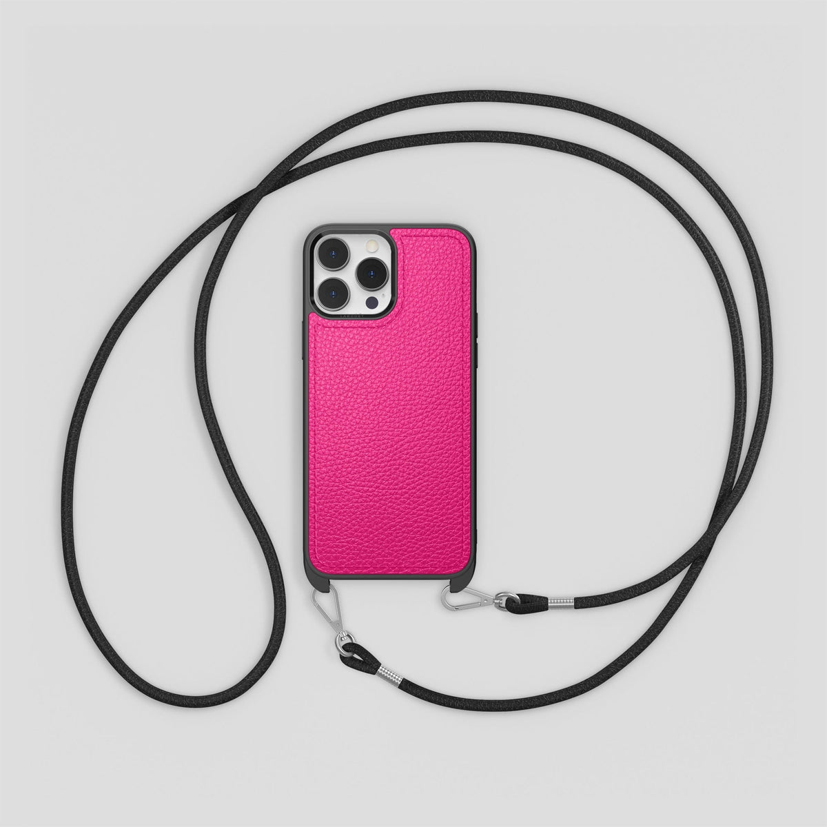 Magenta iPhone 15 Pro Crossbody Sport Case Calf -8 | Magenta