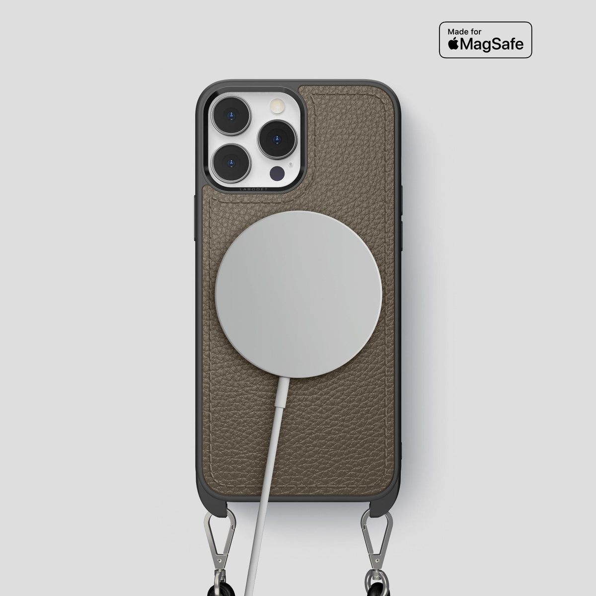 Taupe iPhone 15 Pro Crossbody Sport Case Calf -5 | Taupe