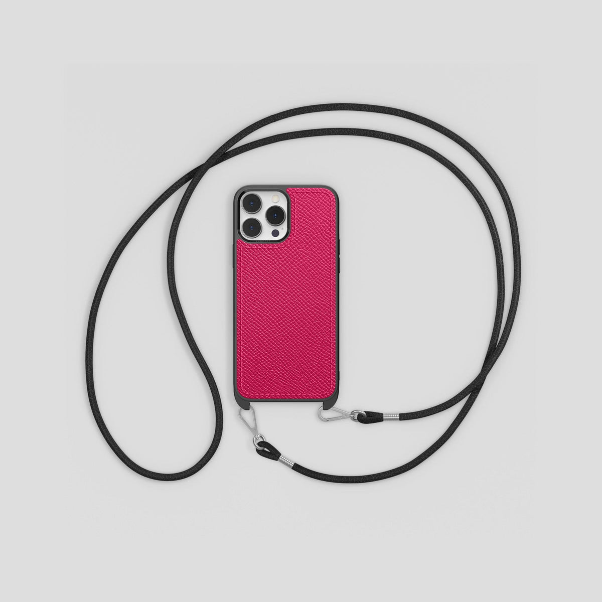 Fuchsia iPhone 15 Pro Crossbody Sport Case Epsom-Calf -6 | Fuchsia