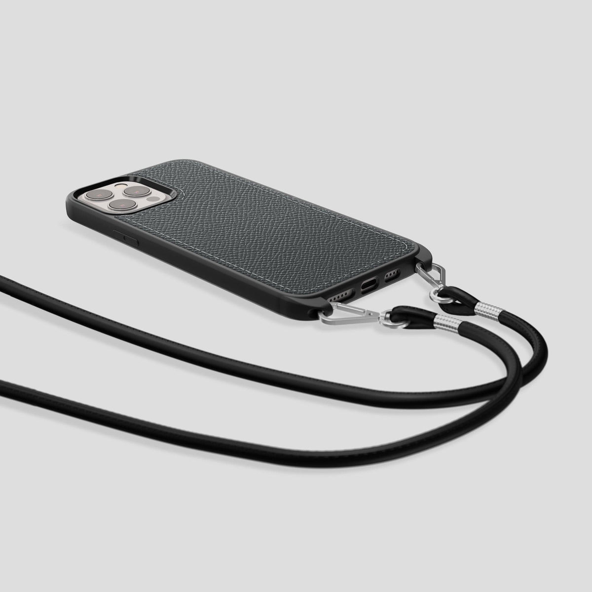 Grey iPhone 15 Pro Crossbody Sport Case Epsom-Calf -5 | Grey