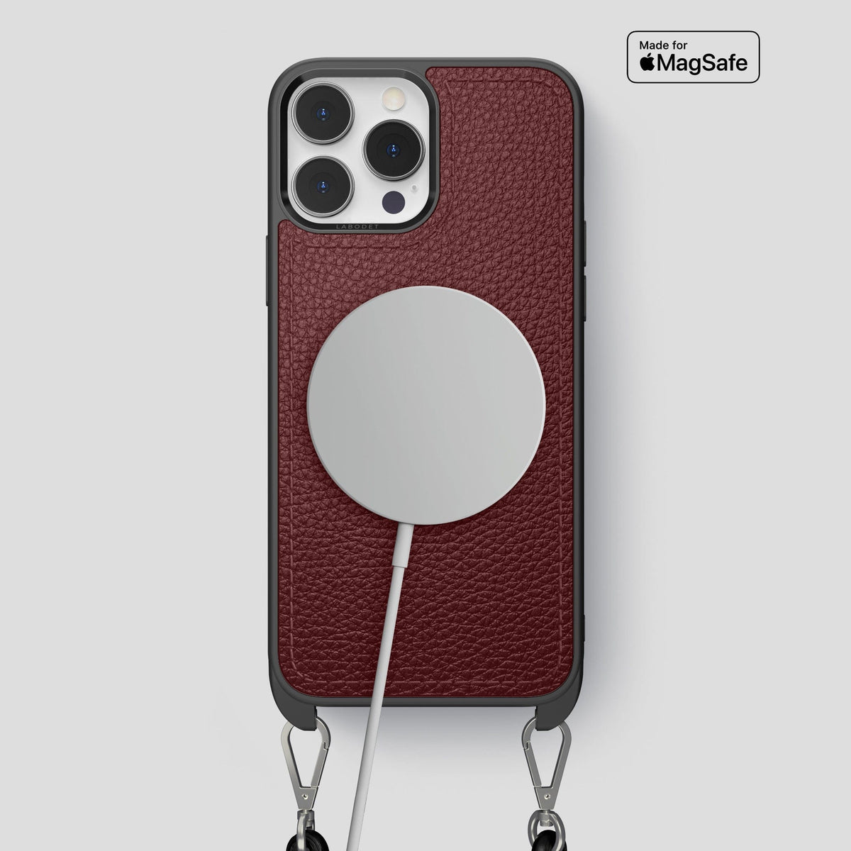 Bordeaux iPhone 15 Pro Max Crossbody Sport Case Calf -5 | Bordeaux