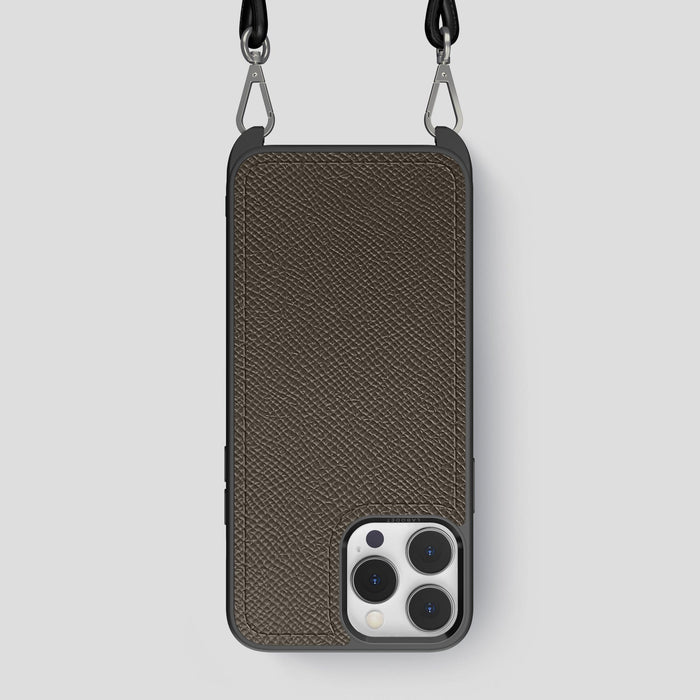 Taupe iPhone 15 Pro Max Crossbody Sport Case Epsom-Calf -1 | Taupe