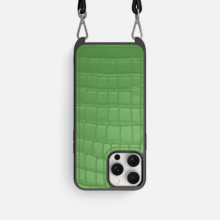 Apple-Green iPhone 16 Pro Crossbody Sport Alligator -1 | Apple-Green