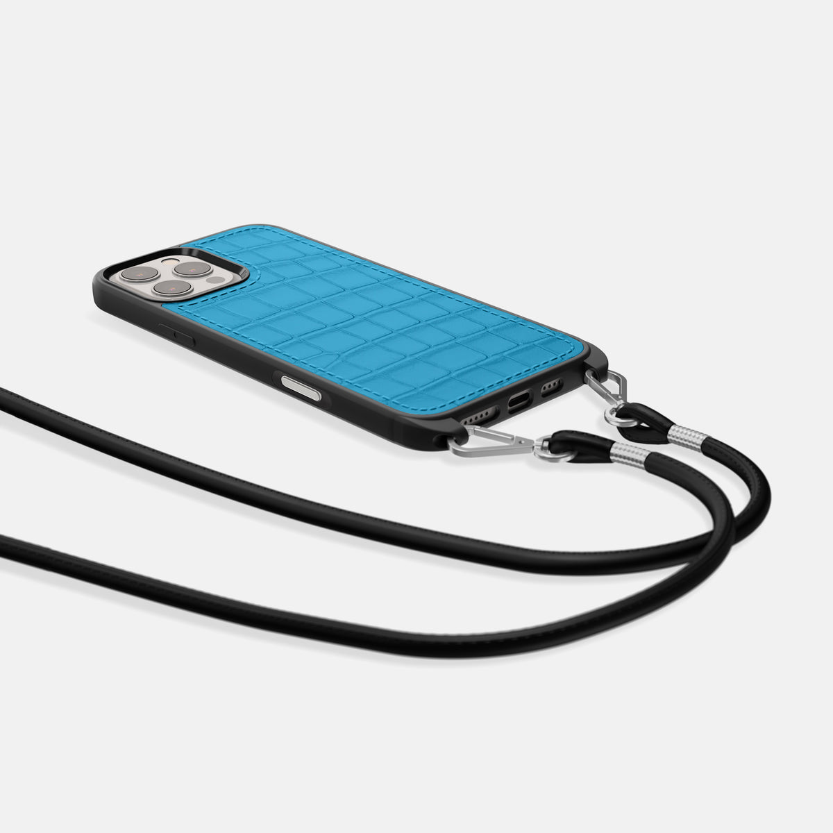 Curaçao-Blue iPhone 16 Pro Crossbody Sport Alligator -5 | Curaçao-Blue