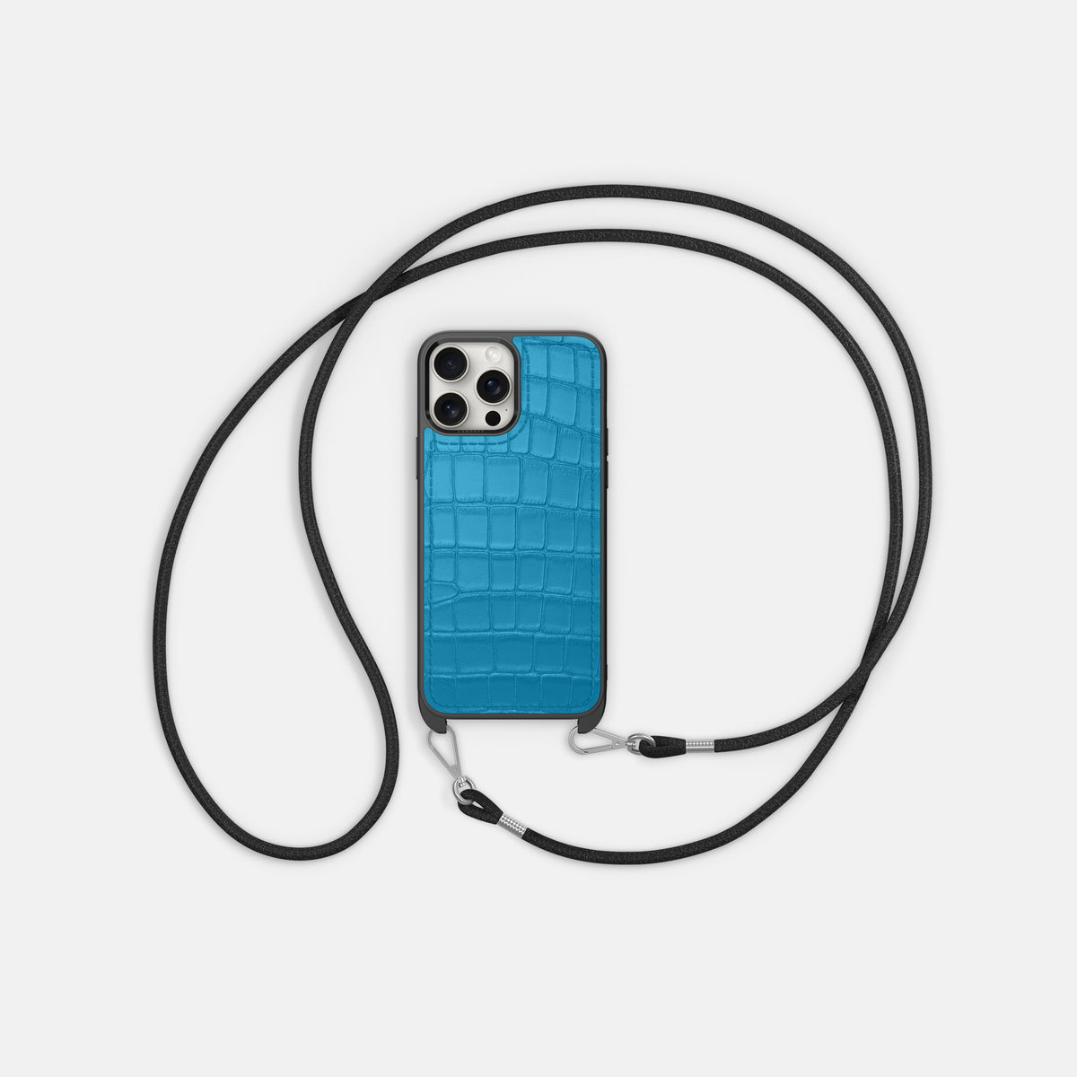 Curaçao-Blue iPhone 16 Pro Crossbody Sport Alligator -6 | Curaçao-Blue