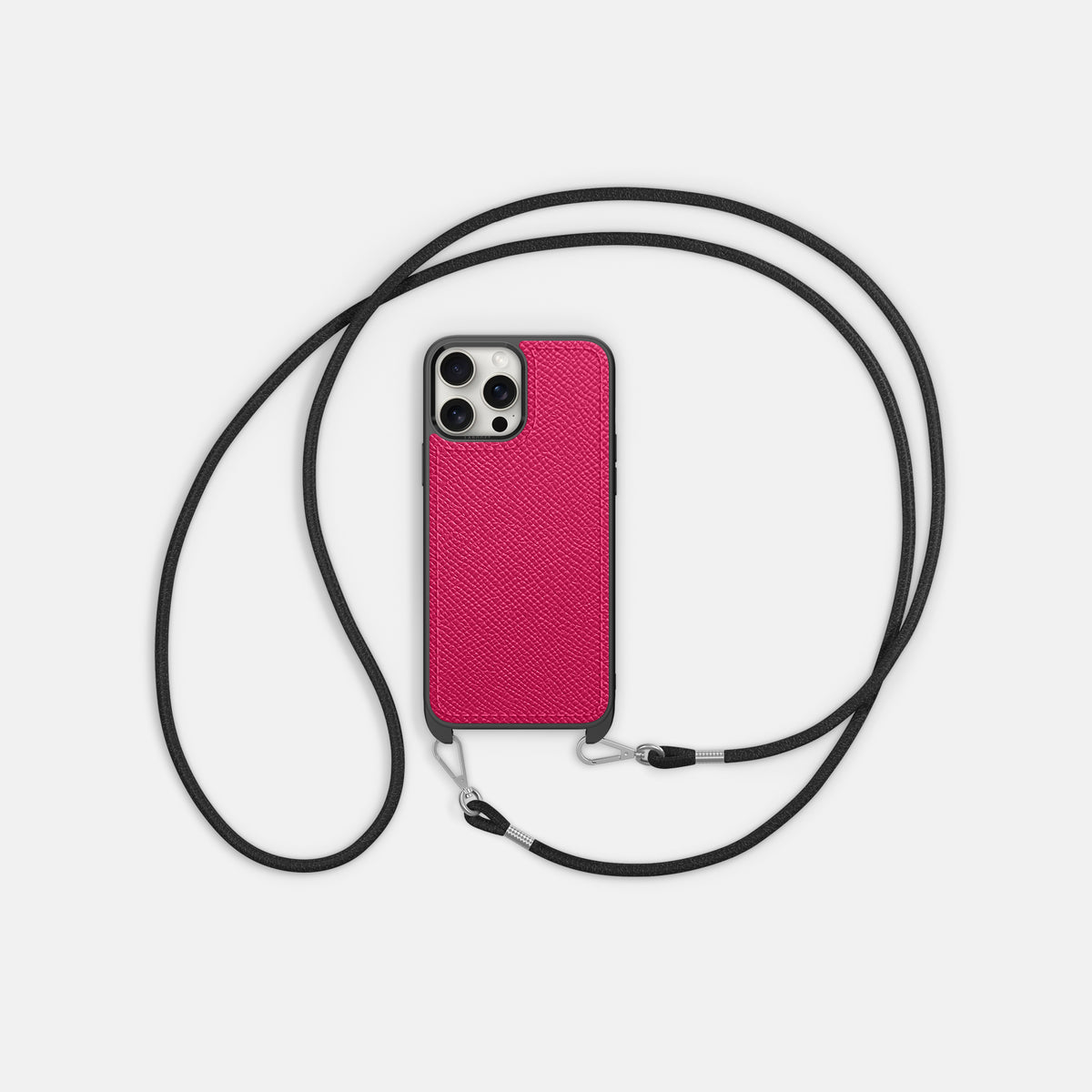 Fuchsia iPhone 16 Pro Crossbody Sport Case Epsom-Calf -6 | Fuchsia