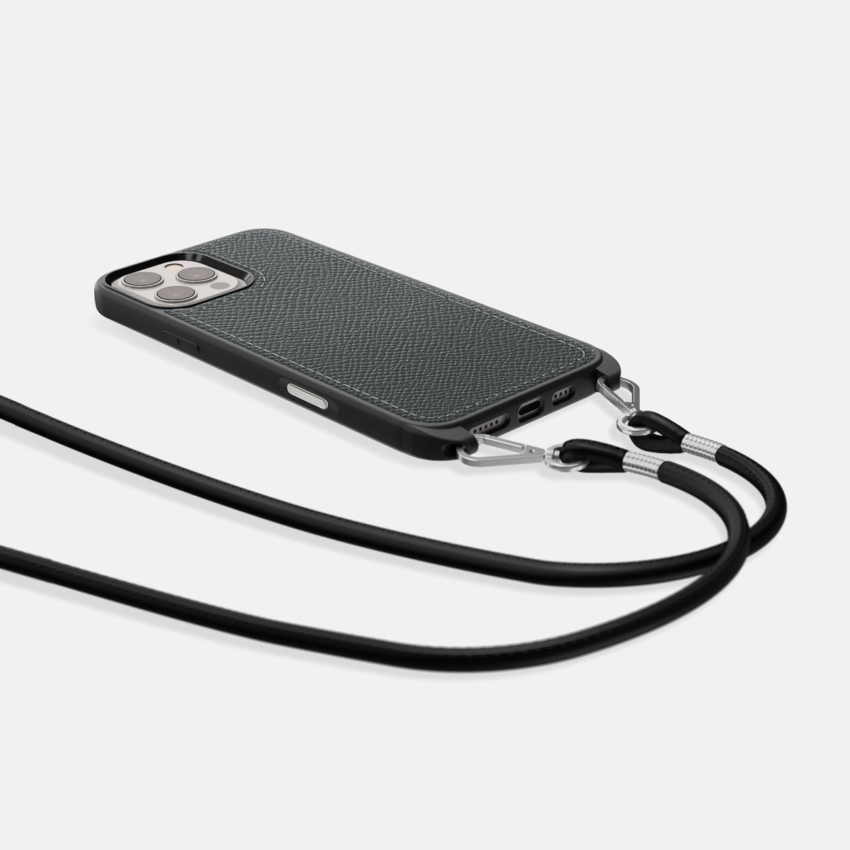 Grey iPhone 16 Pro Crossbody Sport Case Epsom-Calf -5 | Grey
