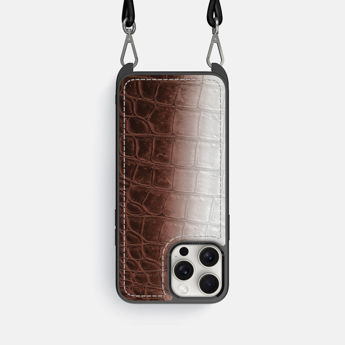 Dark Brown iPhone 16 Pro Crossbody Sport Case Himalayan Crocodile -1 | Dark-Brown