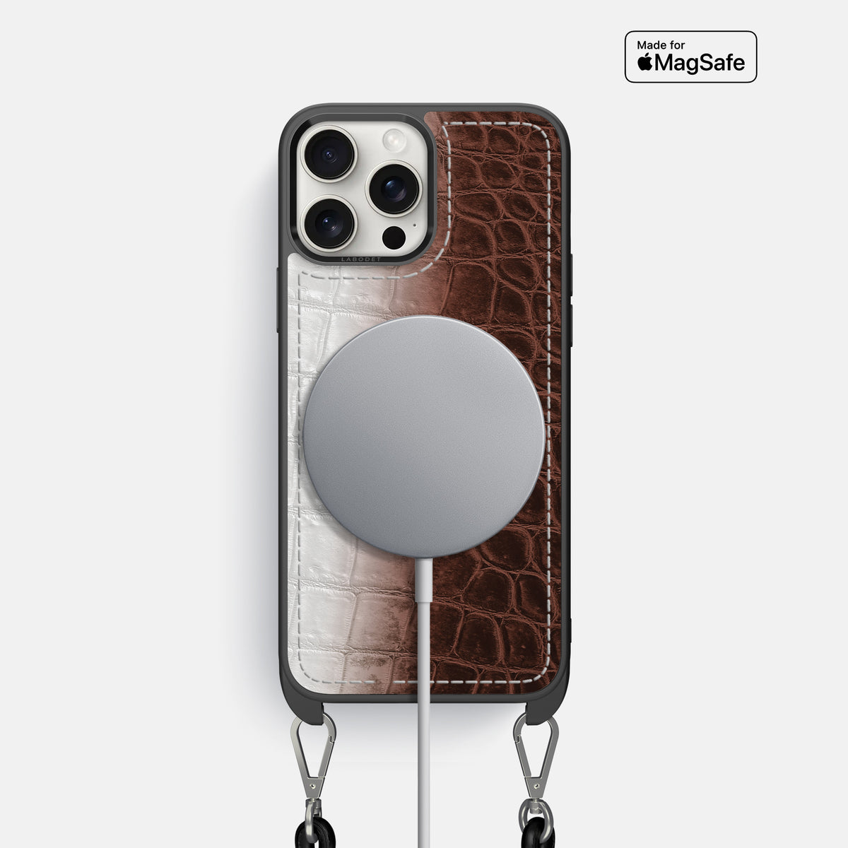 Dark Brown iPhone 16 Pro Crossbody Sport Case Himalayan Crocodile -5 | Dark-Brown