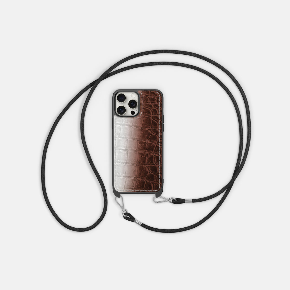 Dark Brown iPhone 16 Pro Crossbody Sport Case Himalayan Crocodile -6 | Dark-Brown