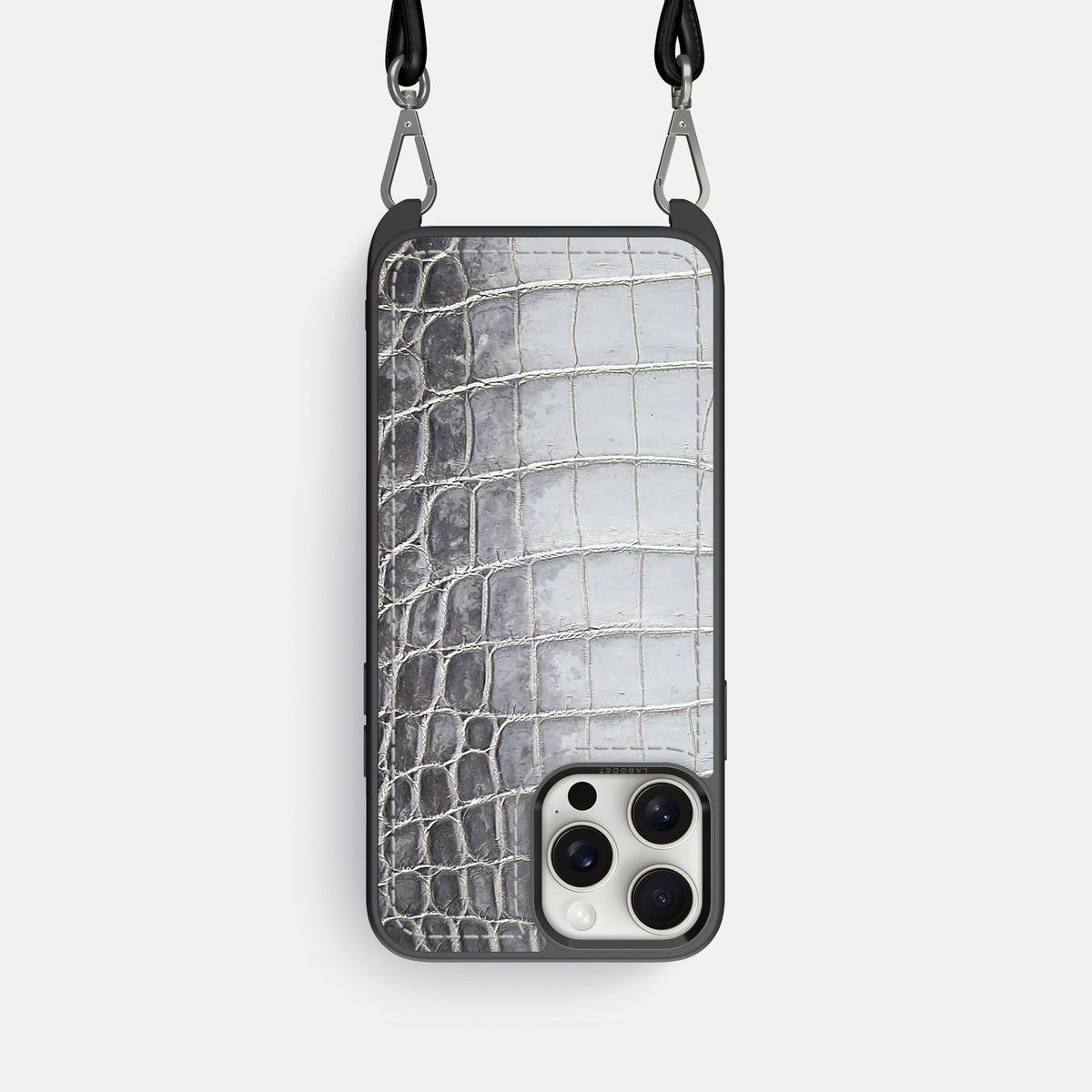 Silver iPhone 16 Pro Crossbody Sport Case Himalayan Crocodile -1 | Silver