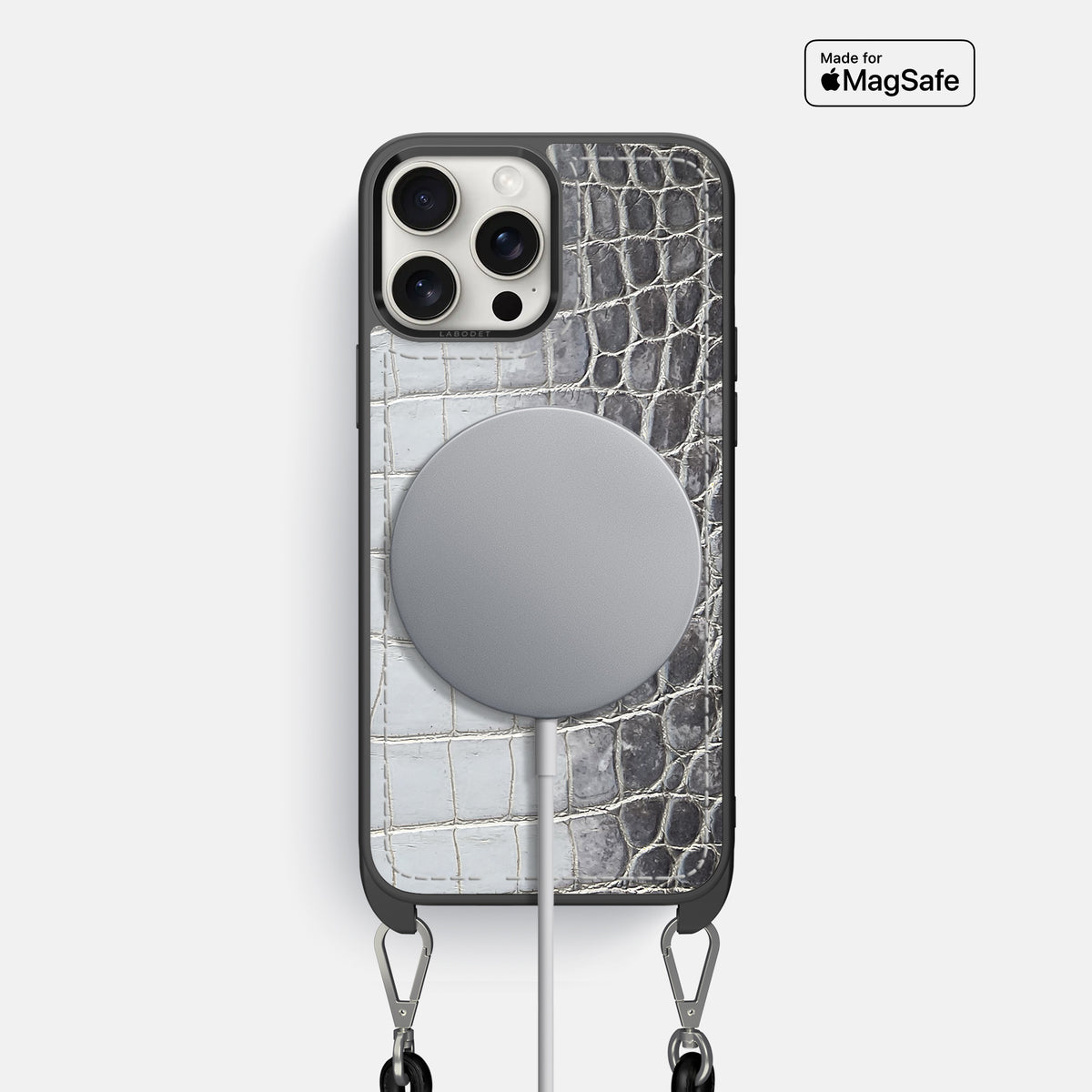 Silver iPhone 16 Pro Crossbody Sport Case Himalayan Crocodile -5 | Silver